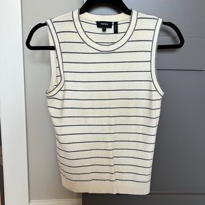 Theory Cream and Black Striped Sweater